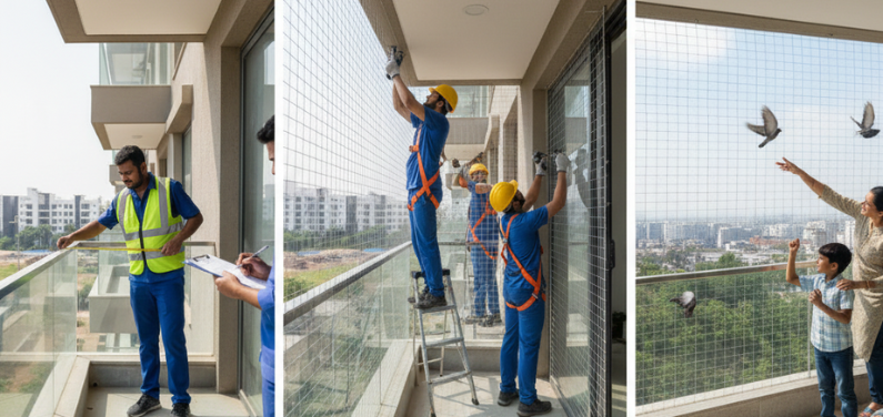 Balcony Safety Net Installation Process